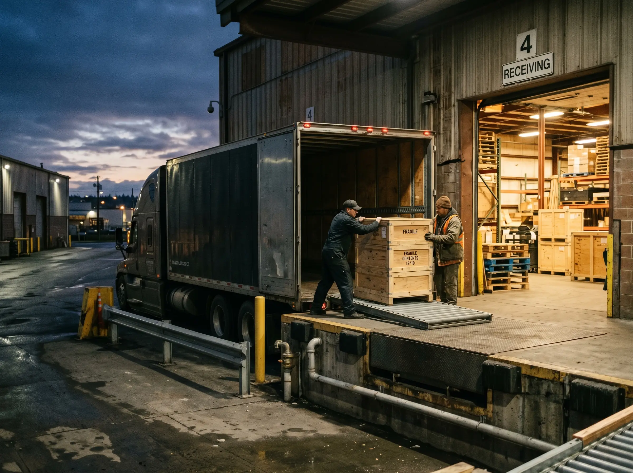 Industrial components packed for export shipment